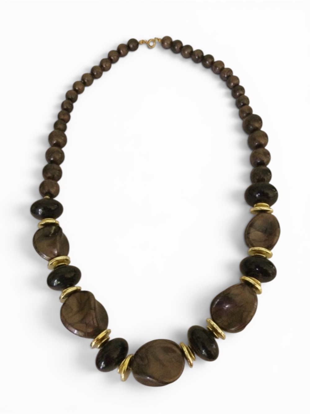 Vintage Marbled Resin Statement Necklace – Chunky Beads & Gold‑Tone Accents - Picture 10 of 12